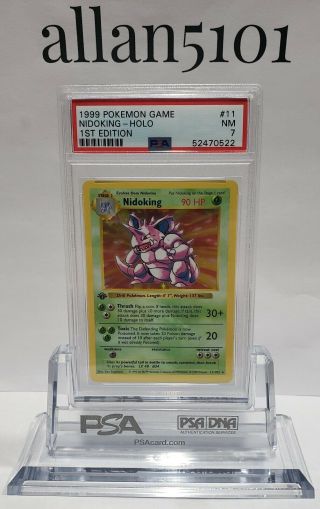 1999 Pokemon Base 1st Edition Holo Nidoking 11/102 Psa 7 Nm