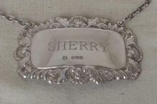 A Vintage Solid Sterling Silver Sherry Decanter Label Sheffield 1963.