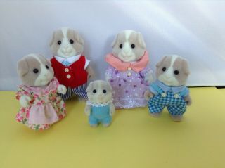 Sylvanian Families Pettyfur Guinea Pig Family With Baby - Dressed - Gc