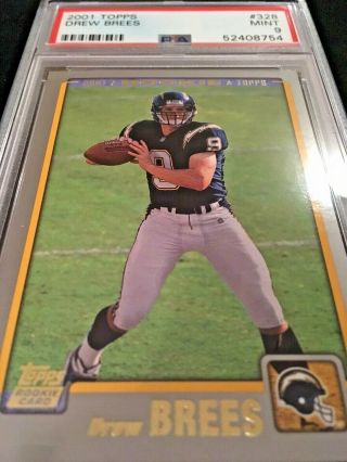 2001 Topps 328 Drew Brees Rookie Psa 9 Rare Only 887 Exist