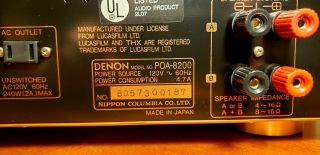 Denon POA - 8200 2 Channel Power Amp 240 Watts baby cakes THX Rare & Special EX, 5