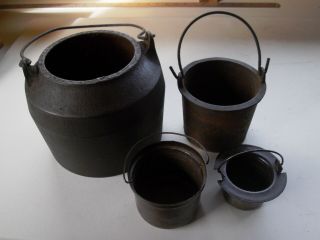 Metal Glue Pots,  Set Of 4 In