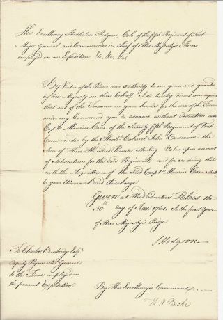 1761 Rare French Indian Revolutionary War,  Studholme Hodgson Signed Document