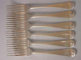 1811 Rare Georgian Set 6 Silver Dinner Forks 406 Grams Old English Crest