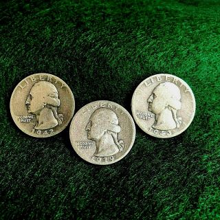 [3] Rare Silver Quarters (1939,  1942 - S - 1943 - S)