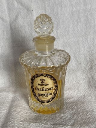 Vintage Guerlain Shalimar Eau De Toilette Rare Stopper Bottle 1 Oz.  Partial