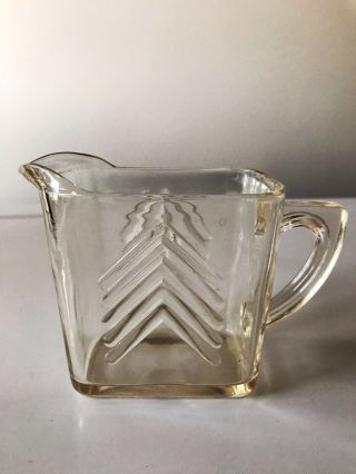 Vintage Clear Glass Measuring Cup With Pouring Spout Chevron Rectangle 4”x4”