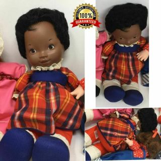 Adorable Black Baby Dolls 1973 With Marked At The Back Head 12 " By Fisher Price