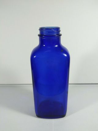 Antique Vintage Mid Century Cobalt Blue Glass Medicine Milk Of Magnesia Bottle