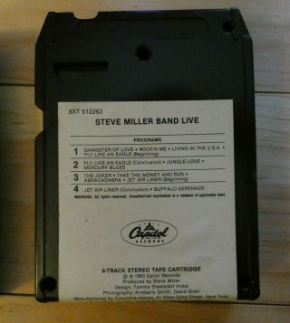 Steve Miller Band - Live - 8 track tape 1983 - Rare 3