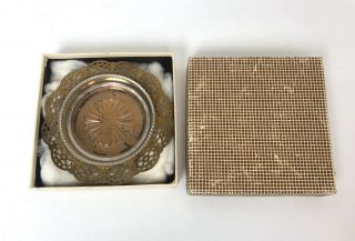 Wm.  A.  Rogers 5.  5 " Ashtray Brass And Glass