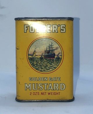 Vintage Folgers Spice Tin Golden Gate Mustard Rare Ships Coffee Golden Gate San