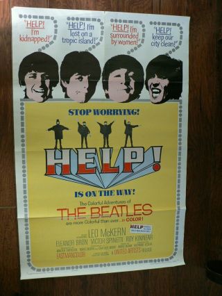 The Beatles Rare 1965 Help Movie Theatre Poster 27 " X 41 "