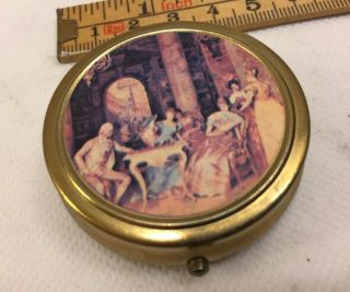 Vintage Brass Metal Pill Box With Lid Antique Collectible