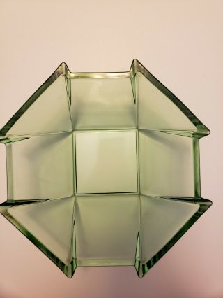 1930 - 31 Fostoria Sakier Art Deco Geometric Green Uranium Glass Bowl.  Rare