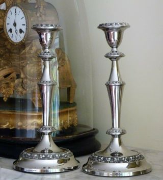 Vintage Silver Plated Candlesticks 10 1/2 " French Chic