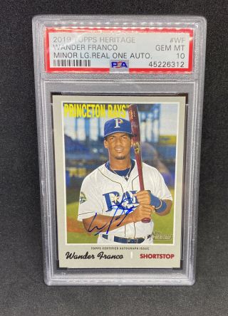 Rare 2019 Topps Heritage Wander Franco Real One Auto Psa 10 Only One On Ebay