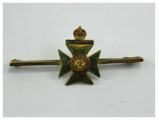 Antique Gilt Metal & Enamel Bar Military Brooch The Kings Royal Rifle Corps