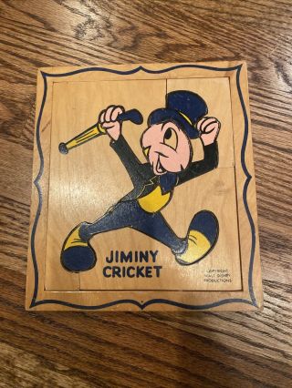 Rare Vintage Jaymar Jiminy Cricket,  Disney,  Wood Inlay Puzzle,  1940 