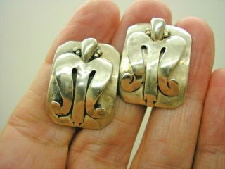 Antique Arts & Crafts Hand Hammered Screw Back Earrings
