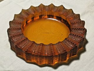 Rare Signed R.  Lalique,  France,  Small Amber Glass Bowl,  Leaves,  Beads