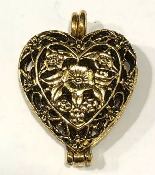 Vintage Antique Victorian Puffy Gold Heart Shaped Locket Pendant