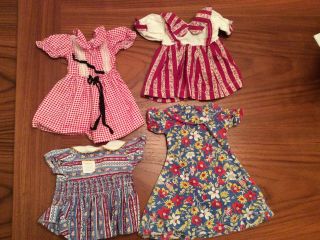 4 Vintage Home Made Doll Dresses Adorable