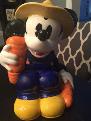 Walt Disney World Mickey Mouse Farmer Carrot Ceramic Cookie 13 " Rare