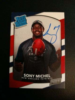 2018 Panini Rated Rookie Sony Michel On Card Rc Auto Patriots Rare