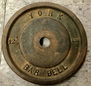 Vintage Rare York Barbell 12 1/2 Lb Lbs Single Weight One Plate 1 1/16 " Standard