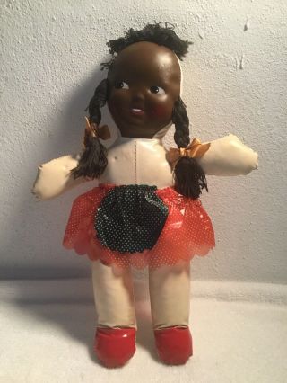 Vintage 1940s African American Baby Doll Carnival Prize Hand Sewn Vinyl/ Plastic