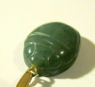 Vintage Antique Egyptian Carved.  Green Stone Scarab Charm