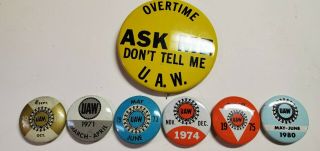 Rare Vintage U.  A.  W.  United Auto Workers Union Pin Buttons