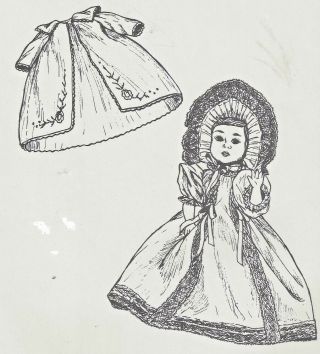 6 - 7 " Antique Baby Doll Christening Dress Bonnet Embroidery Coat Bonnet Pattern