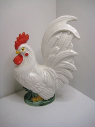 Vintage Japan White Rooster Chicken Ceramic Figurine Country Decor