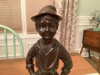 Vintage Maitland Smith Bronze Figure of Boy 16” Tall 2