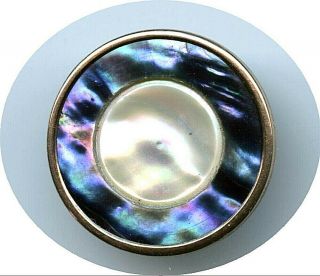 Dyed Abalone Border White Center Elongated Shank Antique Pearl Button