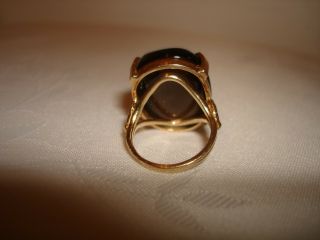 Vintage Rare Huge 14k Yellow Gold Dome Cabochon Smokey Quartz Ring Size 6 3