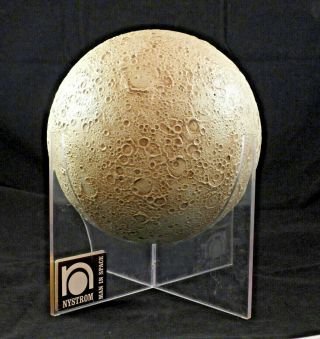 Rare Educational Frontiers Nystrom 1969 Raised Moon Globe With Lucite Base Nasa