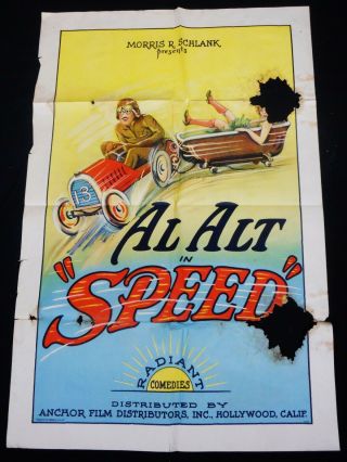 Speed 1927 Al Alt Fay Sheridan Bobby Ray Rare Car Racing Comedy Short