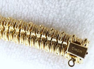 RARE Vtg Ciner Beaded Goldtone Rhinestone Art Glass Double Headed Snake Bracelet 4