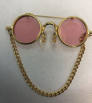 Vintage Mid Century Goldtone Medall Sunglasses Pin 3.  78” A Rare Find Great