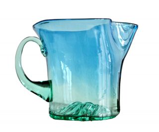 1982 Rare Blenko Vtg Mid Century Modern Big Blue Sky Glass Pitcher Vase Decanter