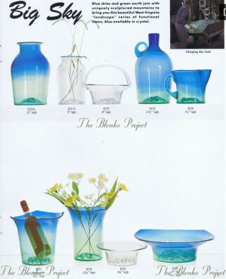 1982 RARE Blenko Vtg Mid Century Modern Big Blue Sky Glass Pitcher Vase Decanter 4