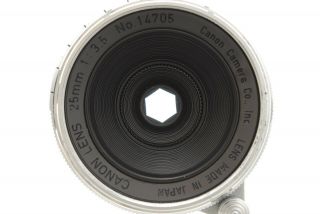 RARE【EXC,  】 Canon 25mm F/3.  5 L MF Lens Leica Screw L39 LTM with Hood 91A 5