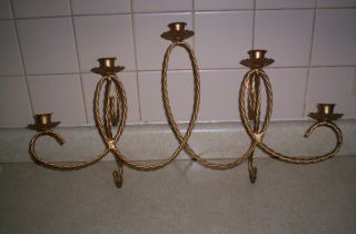Homco Twisted Metal Wire 5 Candle Holder Wall Sconce Antique Gold 22  X 12
