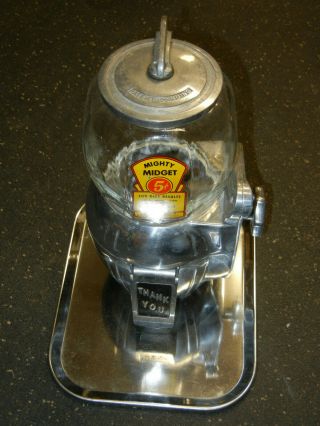 Vintage Mighty Midget 5 Cent Gumball Peanuts Candy Machine Rare