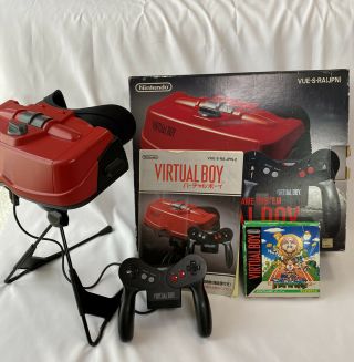 Nintendo Virtual Boy Console ＆ Mario Tennis Set Japan 1995 Rare Game