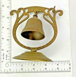 Vintage Ornate Antique Asian Brass Temple Dinner Gong Bell And Stand