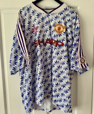 Rare Manchester United 1990 - 1992 Away Football Shirt Size Small/medium (38/40)